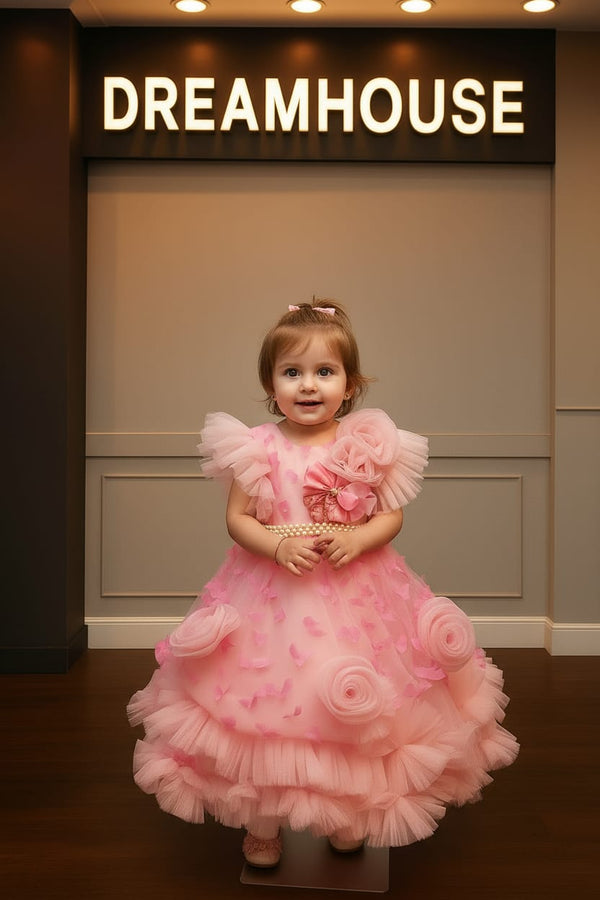 Kids' Pink Flower Frock