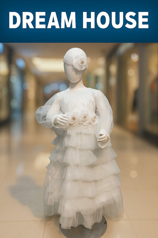 White Frill Frock with Matching Hairband